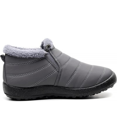 Men Women Winter Boots Outdoor Warm Fur Lined Slip On Sneakers Anti-Slip Waterproof Snow Boots B Grey $15.48 Boots