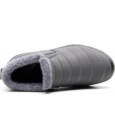 Men Women Winter Boots Outdoor Warm Fur Lined Slip On Sneakers Anti-Slip Waterproof Snow Boots B Grey $15.48 Boots