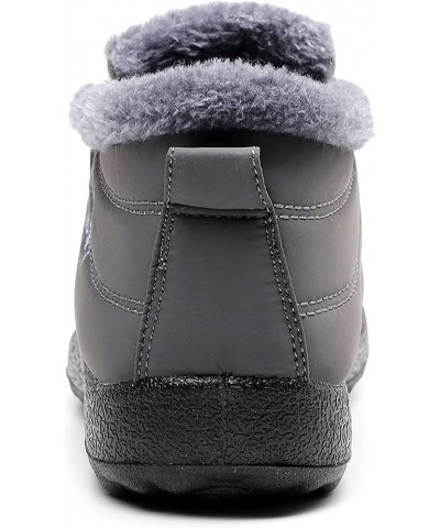 Men Women Winter Boots Outdoor Warm Fur Lined Slip On Sneakers Anti-Slip Waterproof Snow Boots B Grey $15.48 Boots