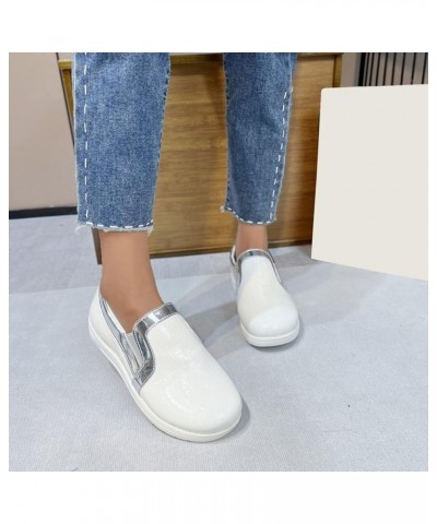 Ladies Fashion Color Matching Leather Upper Comfortable Flat Double Buckle Strap Sole Flat Casual Slide Sandal for Women (Whi...