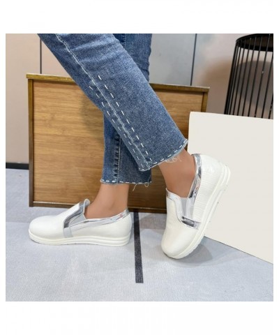 Ladies Fashion Color Matching Leather Upper Comfortable Flat Double Buckle Strap Sole Flat Casual Slide Sandal for Women (Whi...