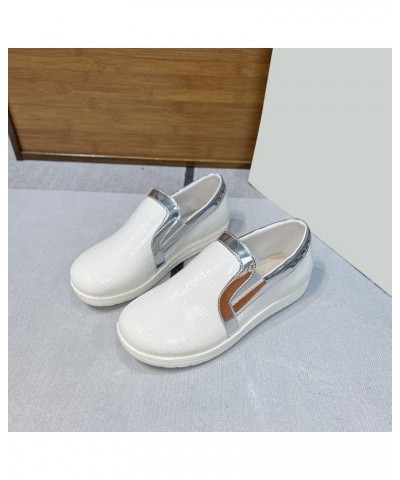 Ladies Fashion Color Matching Leather Upper Comfortable Flat Double Buckle Strap Sole Flat Casual Slide Sandal for Women (Whi...