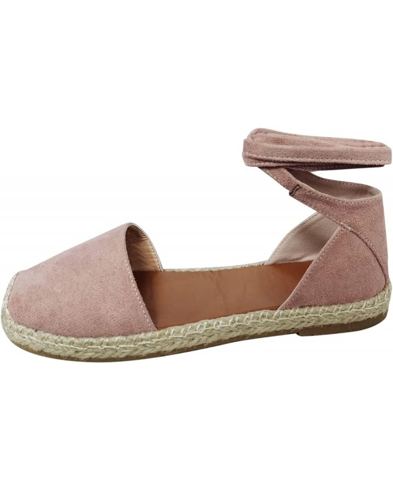 Women's Casual T-Strap Sandals Summer Walking Slippers with Memory Foam Insole Platform Flat 74-htrns-pink-7 $11.48 Sandals