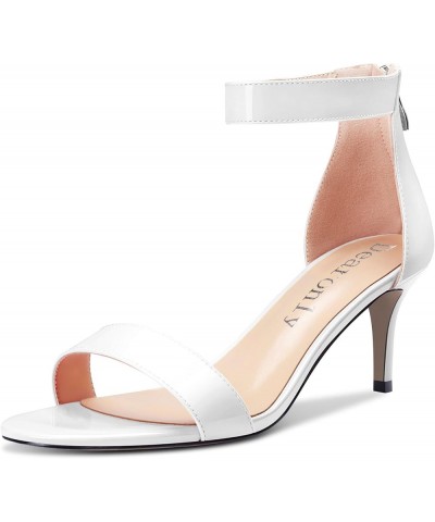 Womens Mid Heel Open Toe Sandals Ankle Strap Zipper Cute Office Prom Summer Shoes 2.6 Inches Heels White $37.45 Sandals