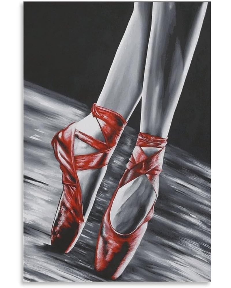 Ballet Shoes Poster Red Black Ballet Shoes Canvas Wall Art Poster For Room Aesthetic And DecorCanvas Painting Wall Art Poster...