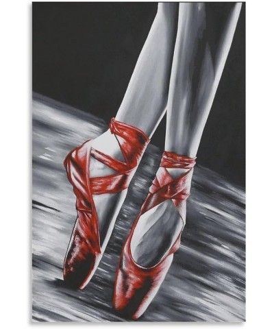 Ballet Shoes Poster Red Black Ballet Shoes Canvas Wall Art Poster For Room Aesthetic And DecorCanvas Painting Wall Art Poster...