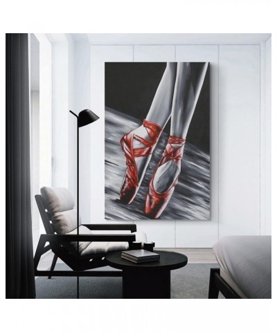 Ballet Shoes Poster Red Black Ballet Shoes Canvas Wall Art Poster For Room Aesthetic And DecorCanvas Painting Wall Art Poster...