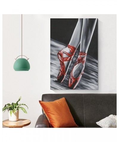 Ballet Shoes Poster Red Black Ballet Shoes Canvas Wall Art Poster For Room Aesthetic And DecorCanvas Painting Wall Art Poster...