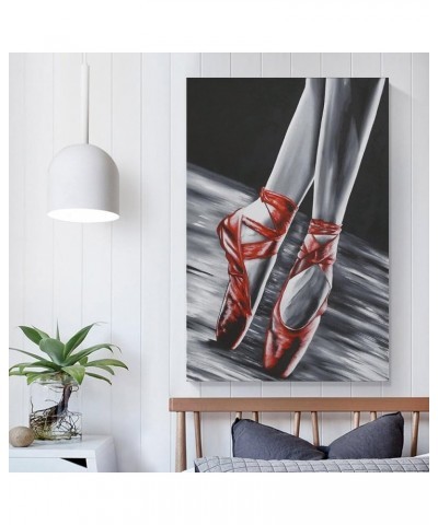 Ballet Shoes Poster Red Black Ballet Shoes Canvas Wall Art Poster For Room Aesthetic And DecorCanvas Painting Wall Art Poster...