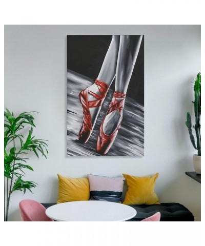 Ballet Shoes Poster Red Black Ballet Shoes Canvas Wall Art Poster For Room Aesthetic And DecorCanvas Painting Wall Art Poster...