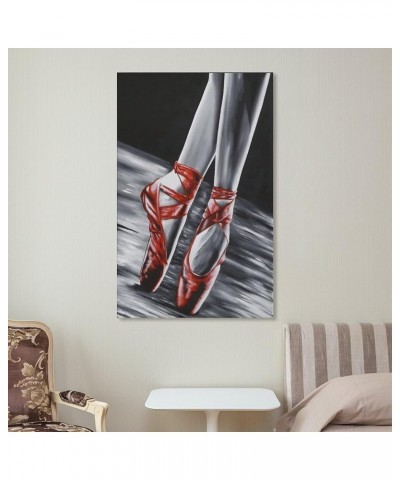 Ballet Shoes Poster Red Black Ballet Shoes Canvas Wall Art Poster For Room Aesthetic And DecorCanvas Painting Wall Art Poster...