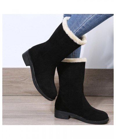 Winter Boots For Women Tall Mid Calf Snow Boots Warm Comfortable Slip On Outdoor Fur Lined Lining Walking Shoes Black $20.79 ...