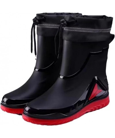 Rain Boots Men's Waterproof Drawstring Rain Shoes Warm Non-Slip Flat Fashion Rider Rain Boots 43 Fleece-lined Style2 $30.04 B...