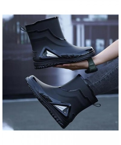 Rain Boots Men's Waterproof Drawstring Rain Shoes Warm Non-Slip Flat Fashion Rider Rain Boots 43 Fleece-lined Style2 $30.04 B...