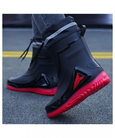 Rain Boots Men's Waterproof Drawstring Rain Shoes Warm Non-Slip Flat Fashion Rider Rain Boots 43 Fleece-lined Style2 $30.04 B...