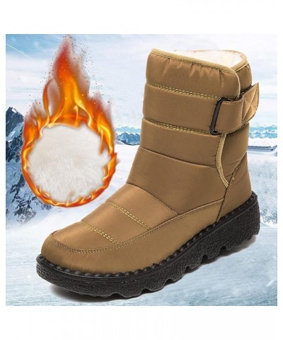 Hiking Boots Water Proof Flat Warm Water Boots Velvet Men Snow Short Winter Men's boots Durable Boots Men Pink $19.19 Boots