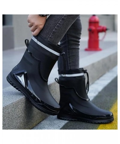 Rain Boots Men's Waterproof Drawstring Rain Shoes Warm Non-Slip Flat Fashion Rider Rain Boots 43 Fleece-lined Style2 $30.04 B...