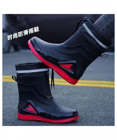 Rain Boots Men's Waterproof Drawstring Rain Shoes Warm Non-Slip Flat Fashion Rider Rain Boots 43 Fleece-lined Style2 $30.04 B...