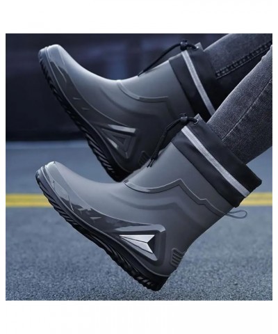 Rain Boots Men's Waterproof Drawstring Rain Shoes Warm Non-Slip Flat Fashion Rider Rain Boots 43 Fleece-lined Style2 $30.04 B...