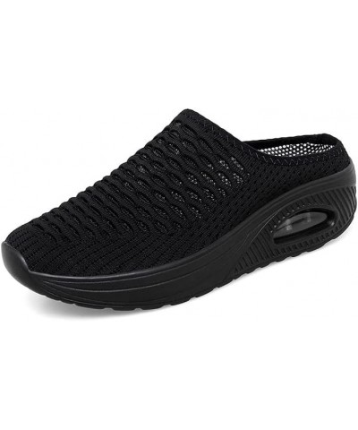 Women's Backless Mesh Breathable Mules Knitted Air Cushion Lightweight Clogs Casual Slip-on Walking Shoes Slip on Sneakers Br...