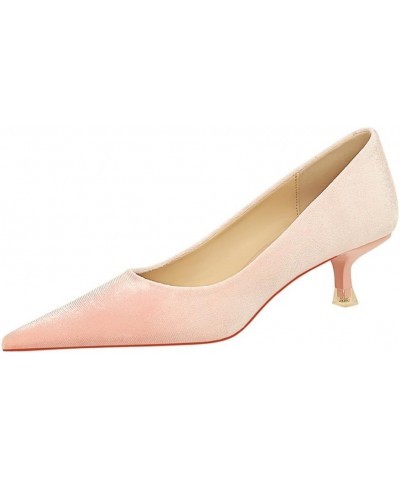 Women's Suede Comfort Medium Heel Shoes 4.5cm Pointed Closed Toe Classic Slip On High Heel Pumps Pink $24.82 Pumps