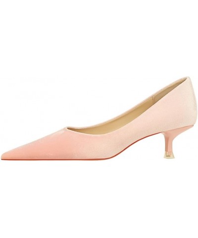 Women's Suede Comfort Medium Heel Shoes 4.5cm Pointed Closed Toe Classic Slip On High Heel Pumps Pink $24.82 Pumps