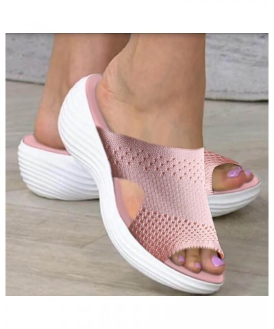 Casual Lightweight Sandals Outer Summer and Fashion Women's Wear Slippers Flat Women's Sandals Womens Platform Sandal (Pink, ...