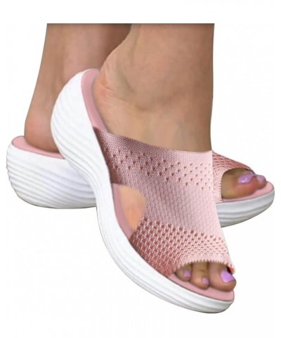 Casual Lightweight Sandals Outer Summer and Fashion Women's Wear Slippers Flat Women's Sandals Womens Platform Sandal (Pink, ...