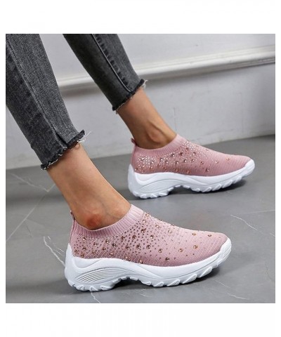 Womens White Shoes Dressy Sneakers Womens Sneakers Sock Comfortable Walking Shoes Women's Leather Loafers Pink $15.09 Athleti...