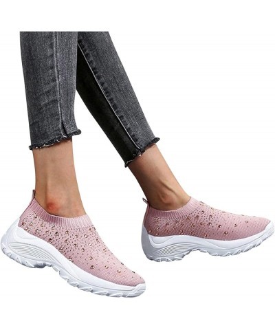 Womens White Shoes Dressy Sneakers Womens Sneakers Sock Comfortable Walking Shoes Women's Leather Loafers Pink $15.09 Athleti...