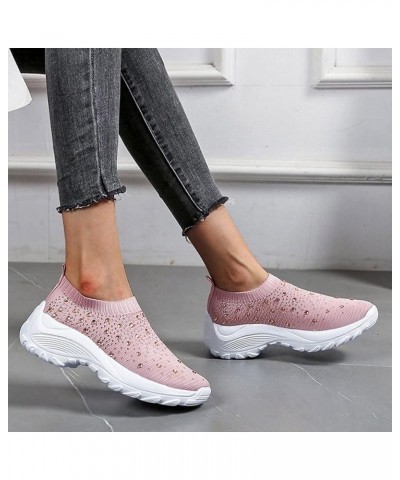 Womens White Shoes Dressy Sneakers Womens Sneakers Sock Comfortable Walking Shoes Women's Leather Loafers Pink $15.09 Athleti...