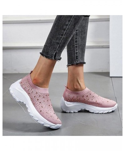 Womens White Shoes Dressy Sneakers Womens Sneakers Sock Comfortable Walking Shoes Women's Leather Loafers Pink $15.09 Athleti...