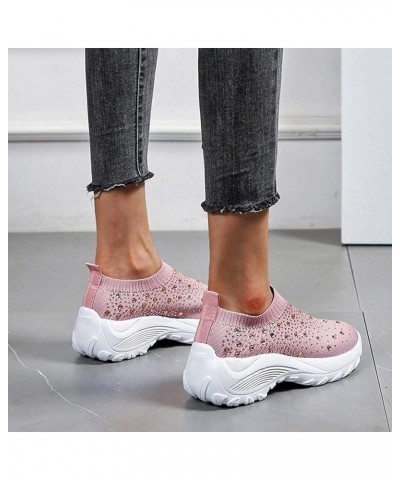 Womens White Shoes Dressy Sneakers Womens Sneakers Sock Comfortable Walking Shoes Women's Leather Loafers Pink $15.09 Athleti...