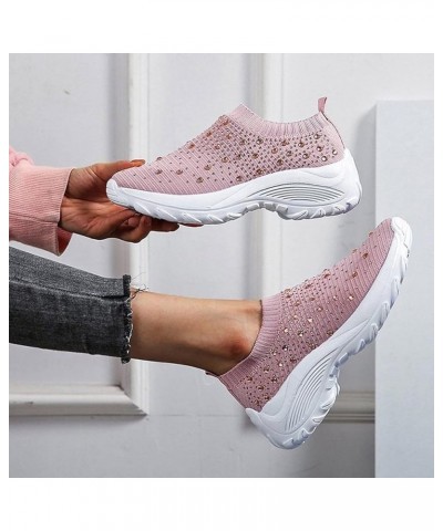 Womens White Shoes Dressy Sneakers Womens Sneakers Sock Comfortable Walking Shoes Women's Leather Loafers Pink $15.09 Athleti...