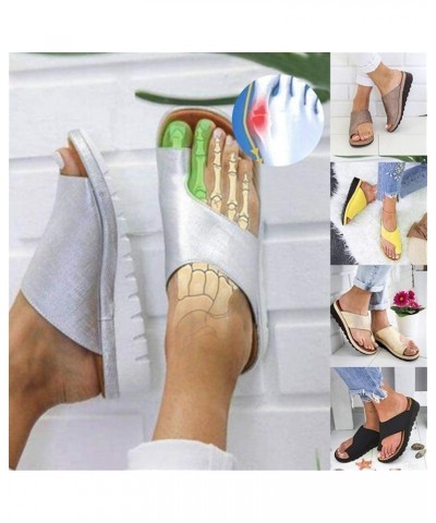 Orthopedic Bunion Corrector Sandals,Comfy Platform Flat Sole PU Leather Shoes for Women (Gold,7-7.5) Silver 9.5 $15.90 Sandals