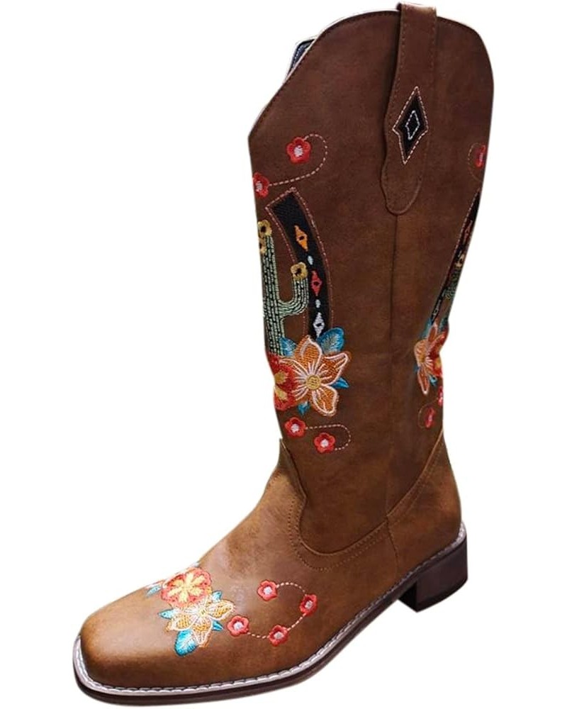 Cowboy Boots for Women Hiking Boots for Women Womens Wellies Winter Casual Snow Boots Brown $37.82 Boots