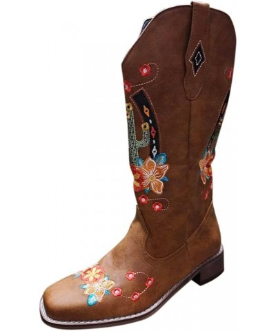 Cowboy Boots for Women Hiking Boots for Women Womens Wellies Winter Casual Snow Boots Brown $37.82 Boots