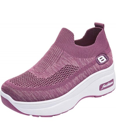 Womens Runing Gym Mesh Sneakers Non-Slip Workout Comfort Shoes Casual Workout Shoes Ao1-purple $16.49 Fashion Sneakers