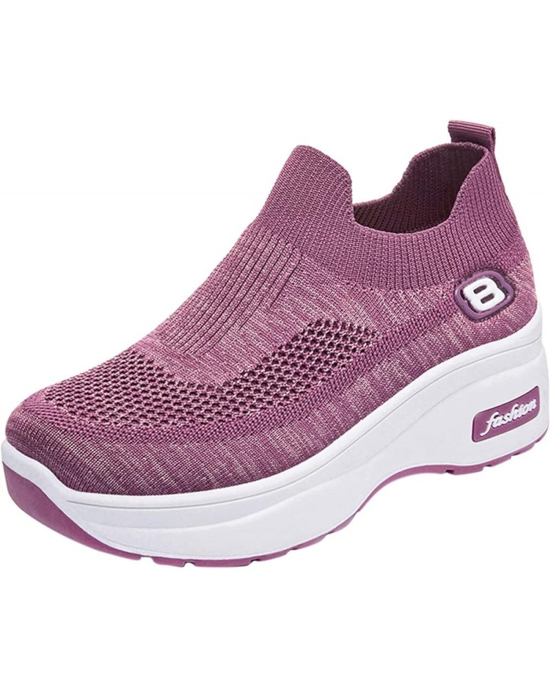 Womens Runing Gym Mesh Sneakers Non-Slip Workout Comfort Shoes Casual Workout Shoes Ao1-purple $16.49 Fashion Sneakers