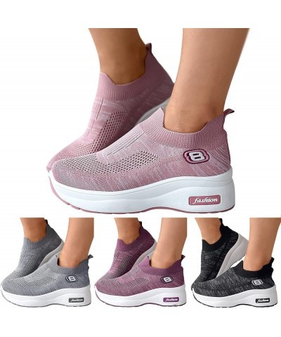 Womens Runing Gym Mesh Sneakers Non-Slip Workout Comfort Shoes Casual Workout Shoes Ao1-purple $16.49 Fashion Sneakers