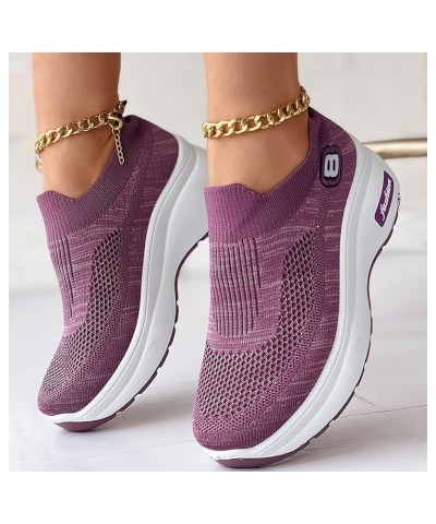 Womens Runing Gym Mesh Sneakers Non-Slip Workout Comfort Shoes Casual Workout Shoes Ao1-purple $16.49 Fashion Sneakers