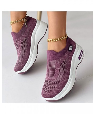 Womens Runing Gym Mesh Sneakers Non-Slip Workout Comfort Shoes Casual Workout Shoes Ao1-purple $16.49 Fashion Sneakers