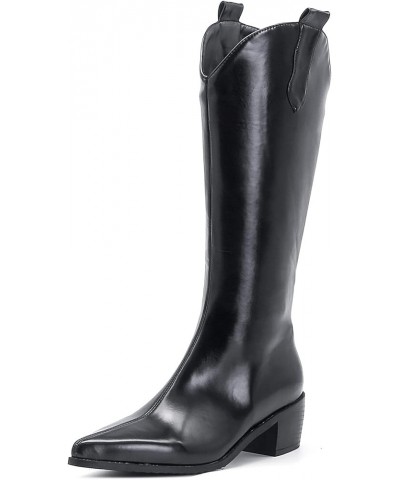 Women Pointed Toe Knee High Outdoor Equestrian Boots Black 2 $35.17 Boots