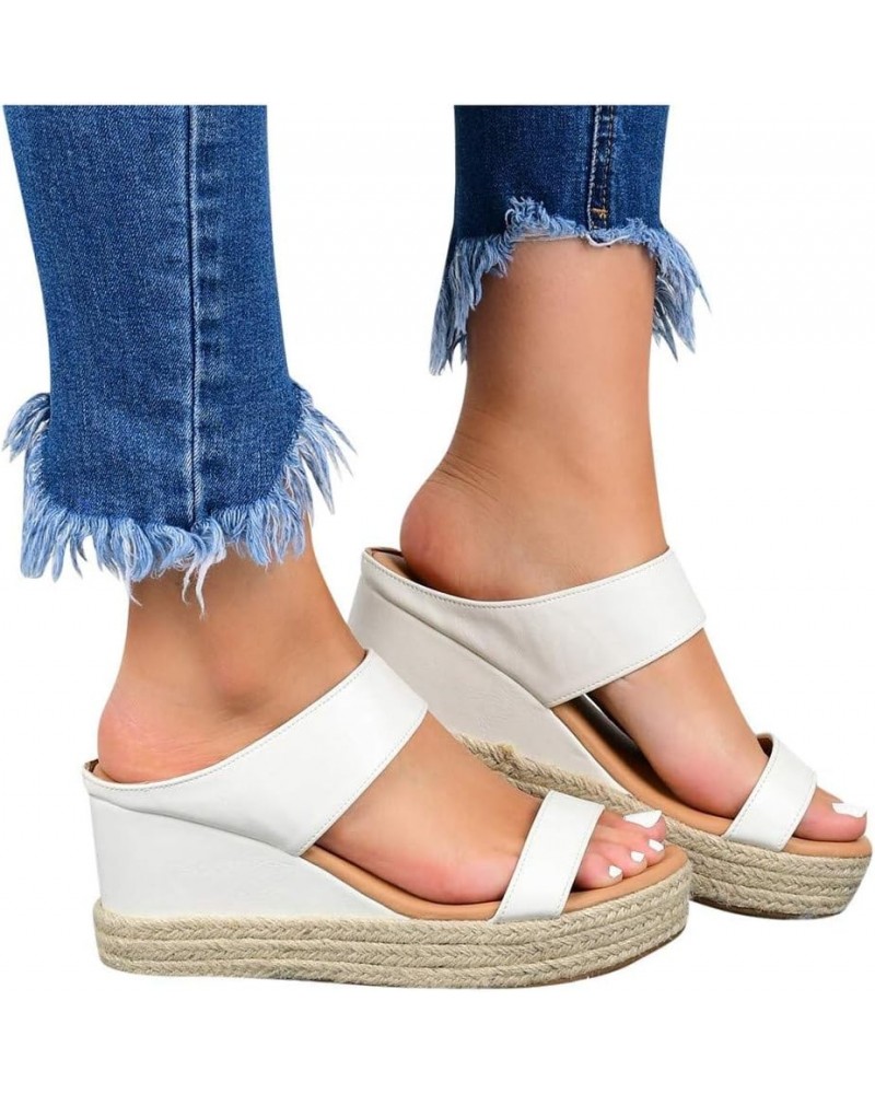 Sandals for Women Dressy Summer Womens Hollow Out Slingback Espadrilles Open Toe Wedges Heels Beach Sandals A White $21.23 Ou...