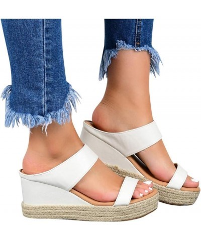 Sandals for Women Dressy Summer Womens Hollow Out Slingback Espadrilles Open Toe Wedges Heels Beach Sandals A White $21.23 Ou...