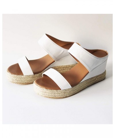 Sandals for Women Dressy Summer Womens Hollow Out Slingback Espadrilles Open Toe Wedges Heels Beach Sandals A White $21.23 Ou...