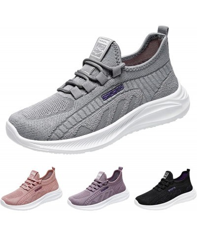 Women's Walking Shoes Slip On - Women's Mesh Breathable Slip-on Wedges Outdoor Leisure Sneakers Z 04-purple $11.53 Fashion Sn...