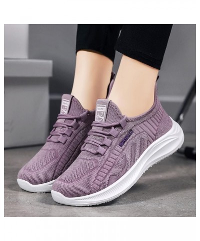 Women's Walking Shoes Slip On - Women's Mesh Breathable Slip-on Wedges Outdoor Leisure Sneakers Z 04-purple $11.53 Fashion Sn...