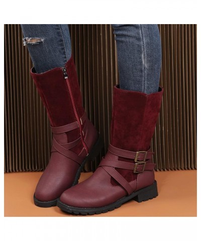 Women Ankle Boots Fashion Warm Chelsea Boots with Buckle Women Autumn Winter Riding Boots Retro Leather Shoes Biker Boots Out...