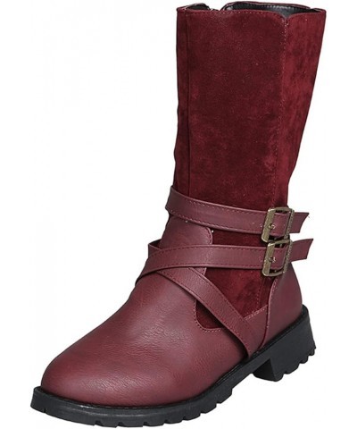 Women Ankle Boots Fashion Warm Chelsea Boots with Buckle Women Autumn Winter Riding Boots Retro Leather Shoes Biker Boots Out...